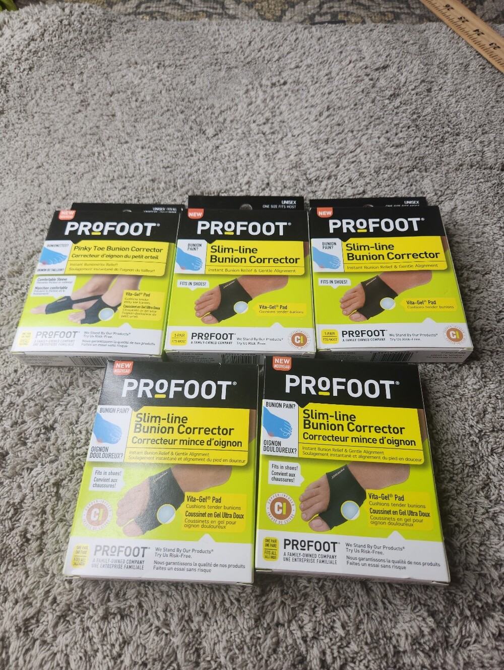 5 Slim-line Bunion Corrector - Profoor -  Black (5 Boxes)